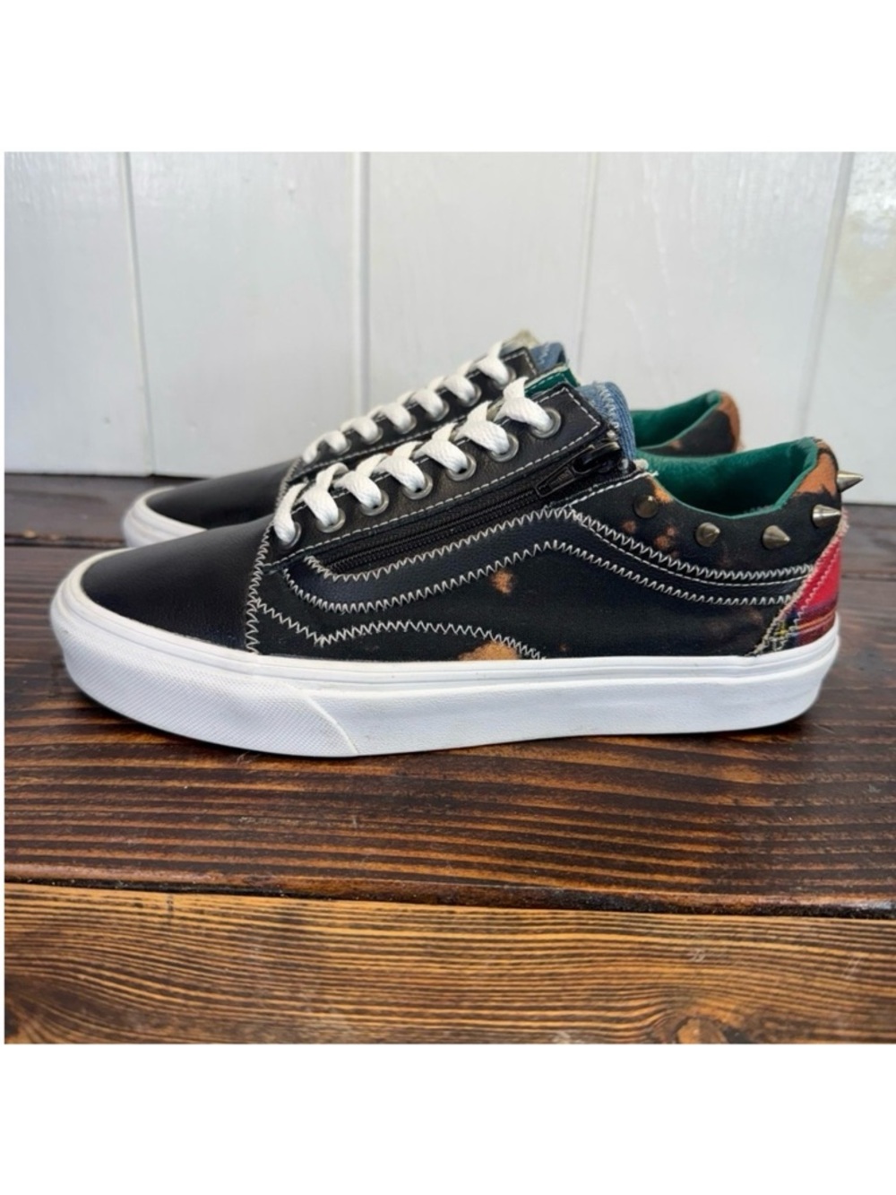 Vans Old Skool Zip Tartan Daze Spikes Acid Dye Sneakers – Women’s 8.5 / Men’s 7